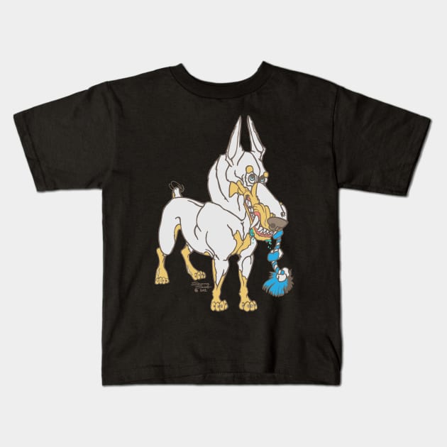 White Doberman Kids T-Shirt by WildThingsTreasures34